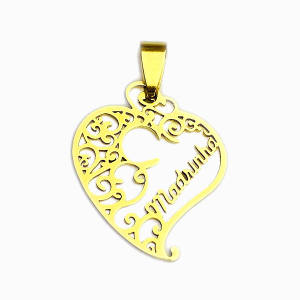 Pendant I love you Godmother 30x25mm - Gold Stainless Steel