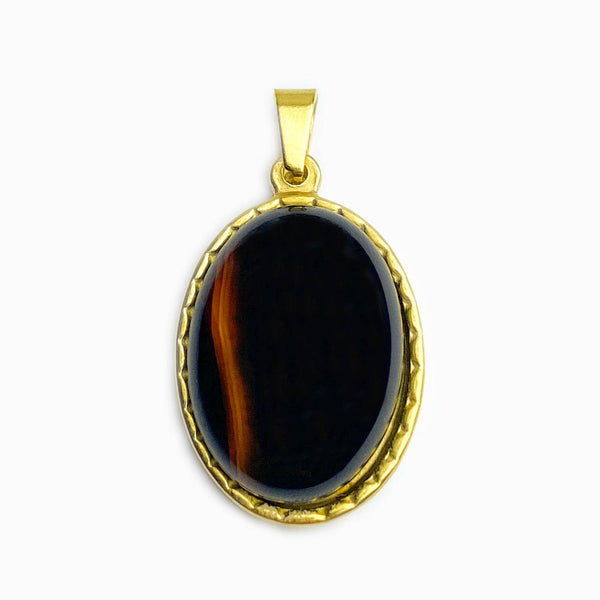 Pendant Stone Fire at Night 32x21mm - Gold Steel