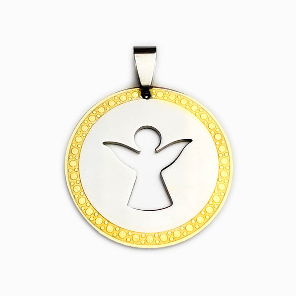 30x30mm Angel Pendant - Gold and Silver Steel