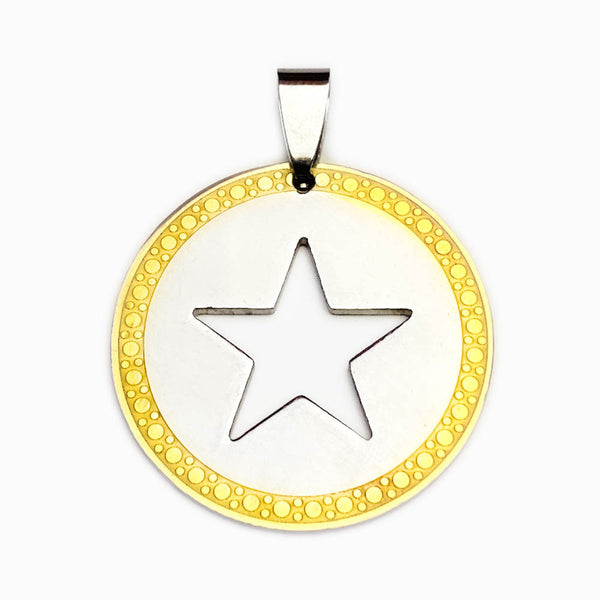 30x30mm Star Pendant - Gold and Silver Steel