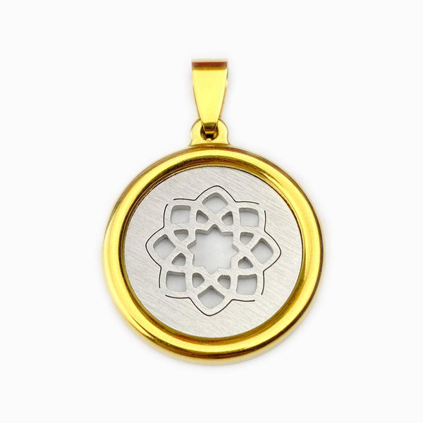 25x25mm Lotus Flower Pendant - Gold and Silver Steel