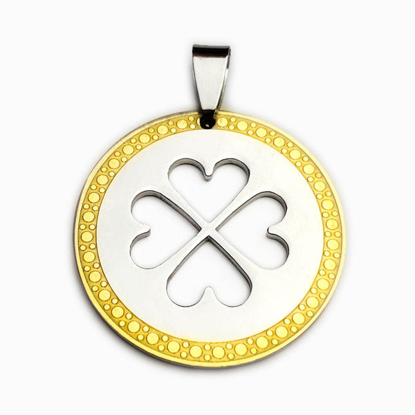 30x30mm Clover Pendant - Gold and Silver Steel