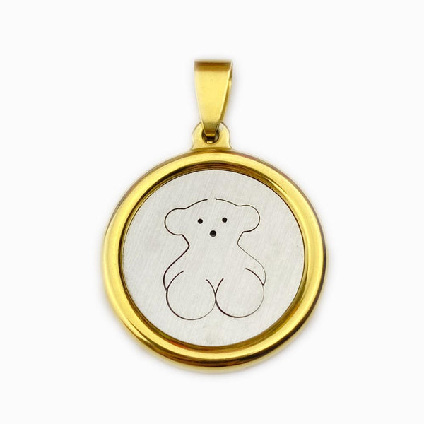 25x25mm Bear Pendant - Gold and Silver Steel