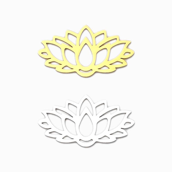 Lotus Flower Pendant 30x17mm - Silver Steel
