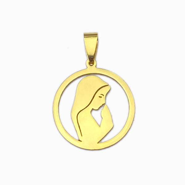 Our Lady Pendant 25x25mm - Golden Steel