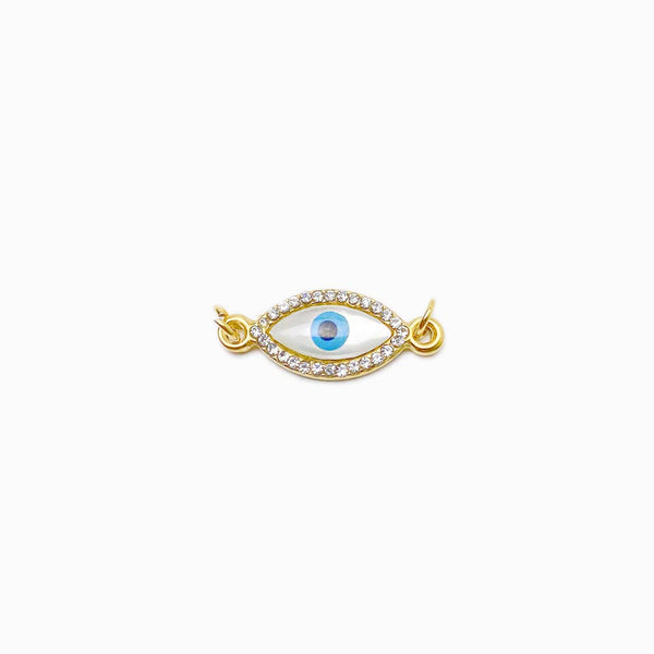 Turkish Eye Pendant with Stone 17x10mm - Gold Steel
