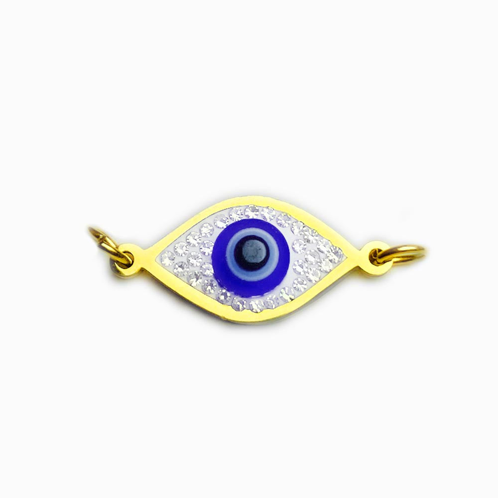 Turkish Eye Pendant with 20x10mm Stone - Gold Steel