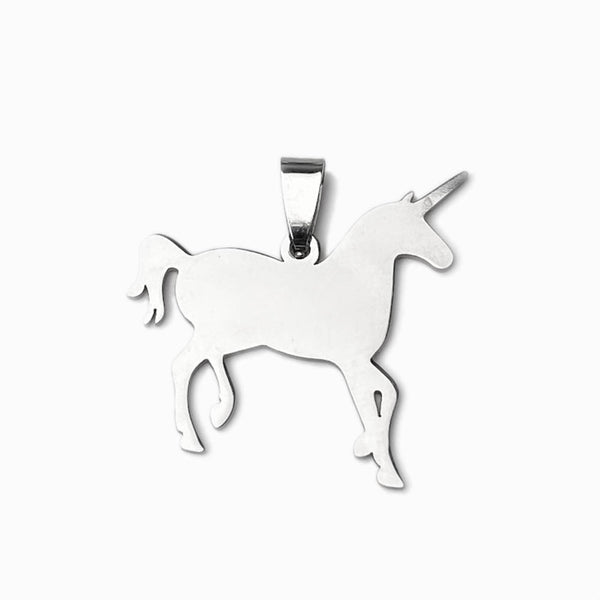 25x25mm Unicorn Pendant - Silver Steel