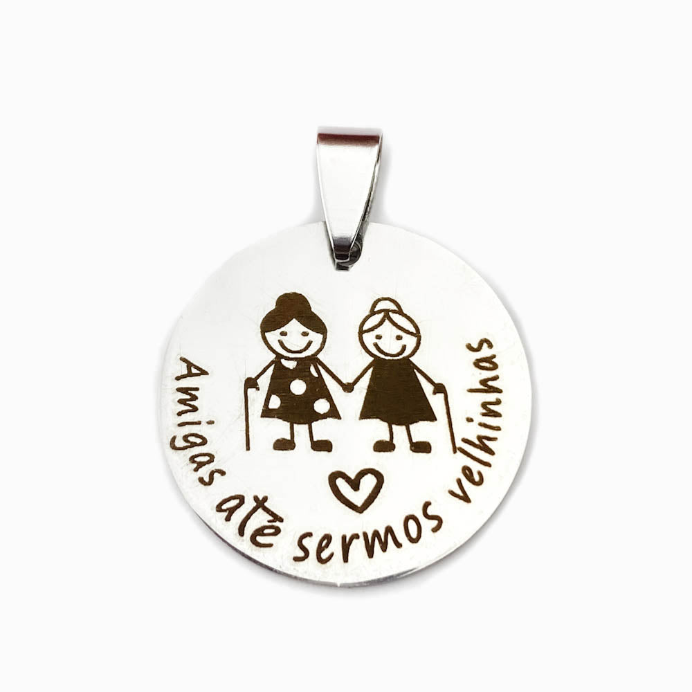 25x25mm Amigas Forever Pendant - Gold Steel