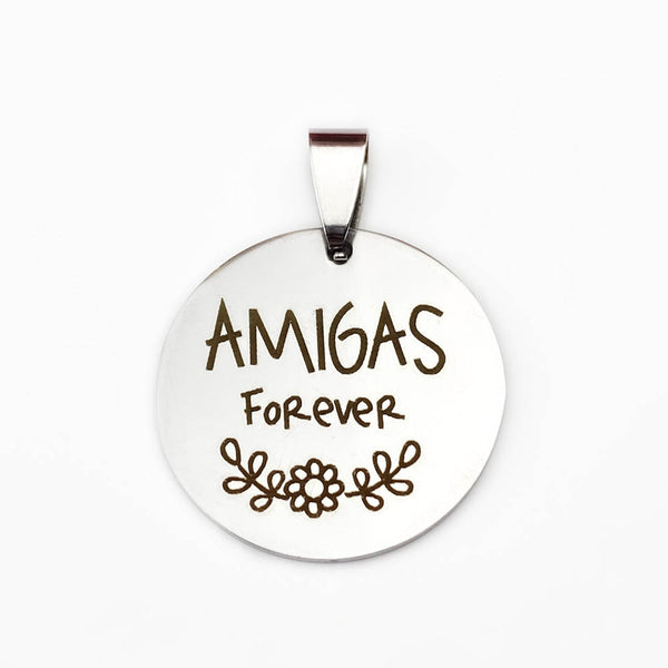Pendant Amigas Forever 25x25mm - Silver Stainless Steel