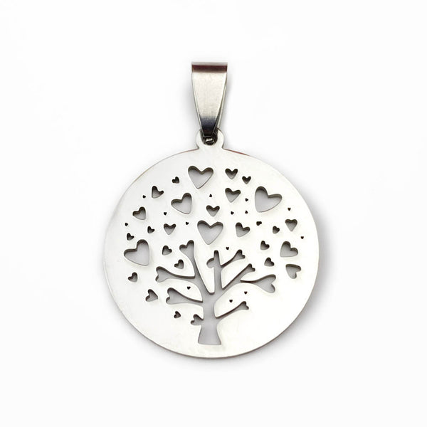 Pendant Tree of Life 25x25mm - Silver Stainless Steel
