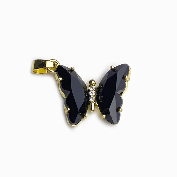 Butterfly Pendant with Zirconia 23x15mm - Gold Steel