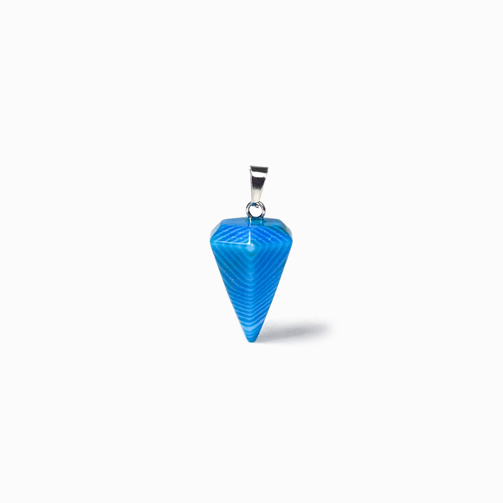 pêndulo pedra ágata azul em forma de cone