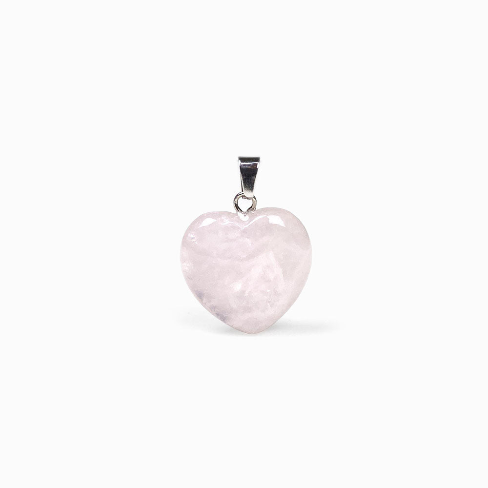 pendente coração em pedra semipreciosa quartzo rosa