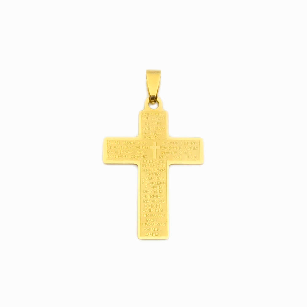 Cross Pendant 53X38mm - Silver Steel