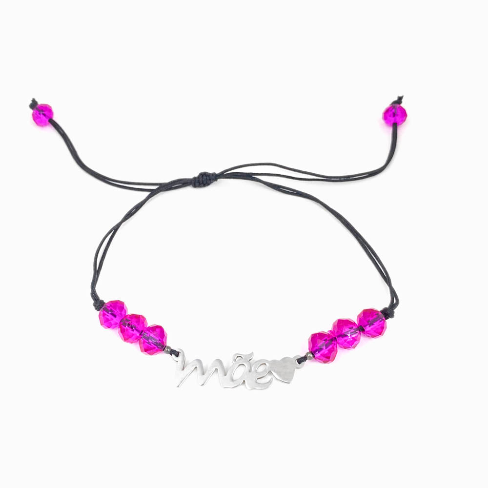 Pulseira Cristal com Entremeio Adoro-te Mãe