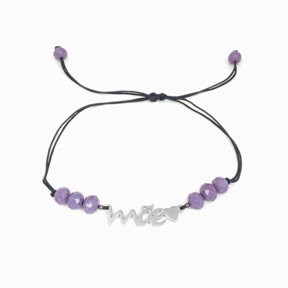 Pulseira Cristal com Entremeio Adoro-te Mãe