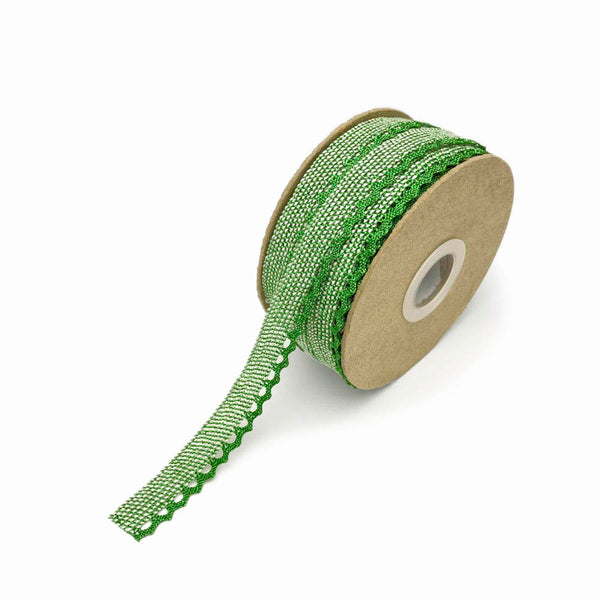 Cotton Lace Ribbon Green 14mm