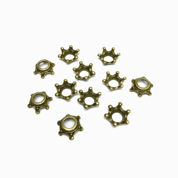 10 Separadores de Contas Coroa Bronze 13x5mm